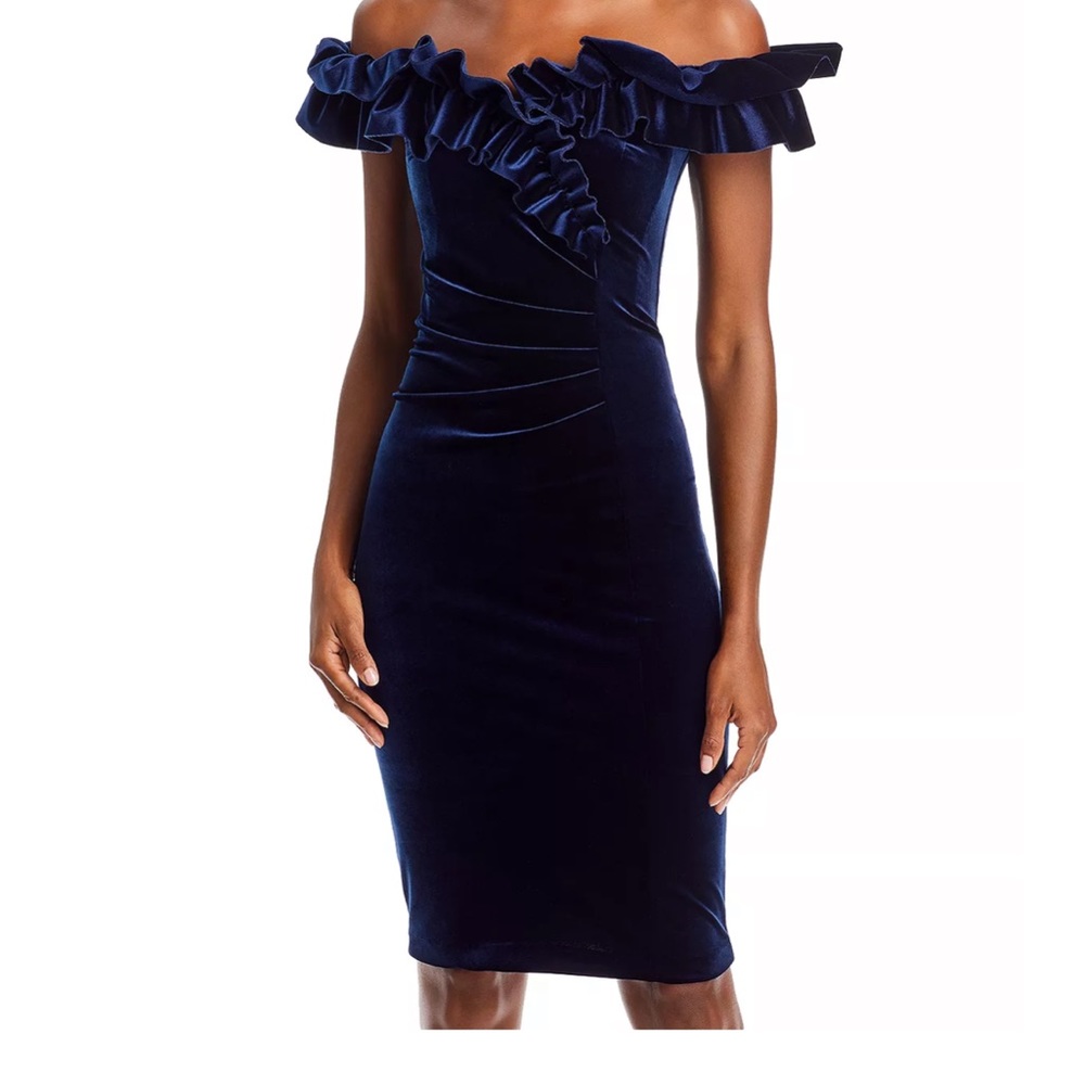 Aqua Velvet Ruffle Dress - Picture 3 of 7